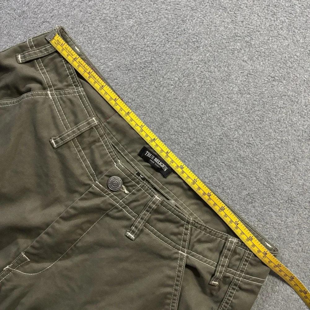 True Religion Men's Kalamata Olive Green Cargo Pants Horseshoe Outline Size 32